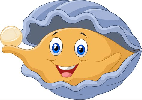 happy oyster holding a pearl